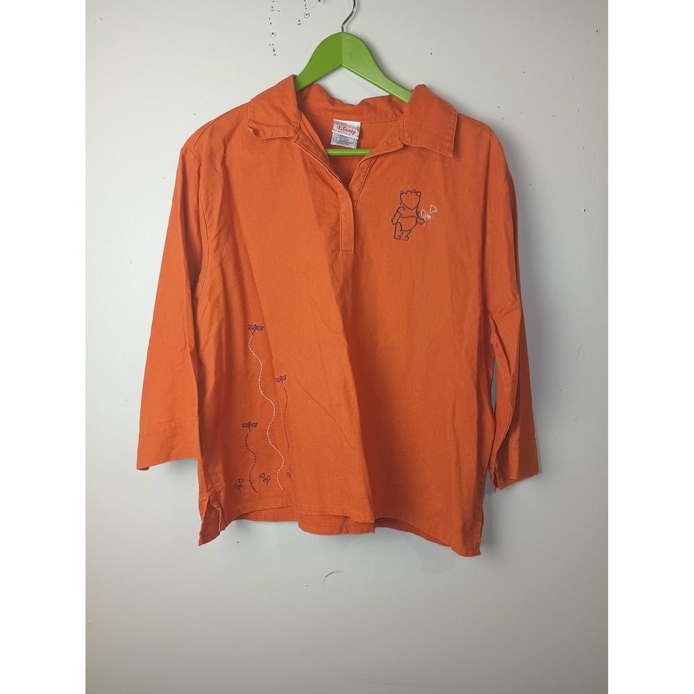Disney Store Winnie the Pooh Linen Blend Orange Embroidered Tunic Top Large